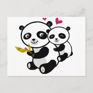 Carte Postale Panda Love <3