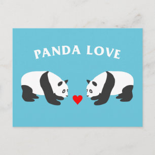 Carte Postale Panda Love (Bleu)