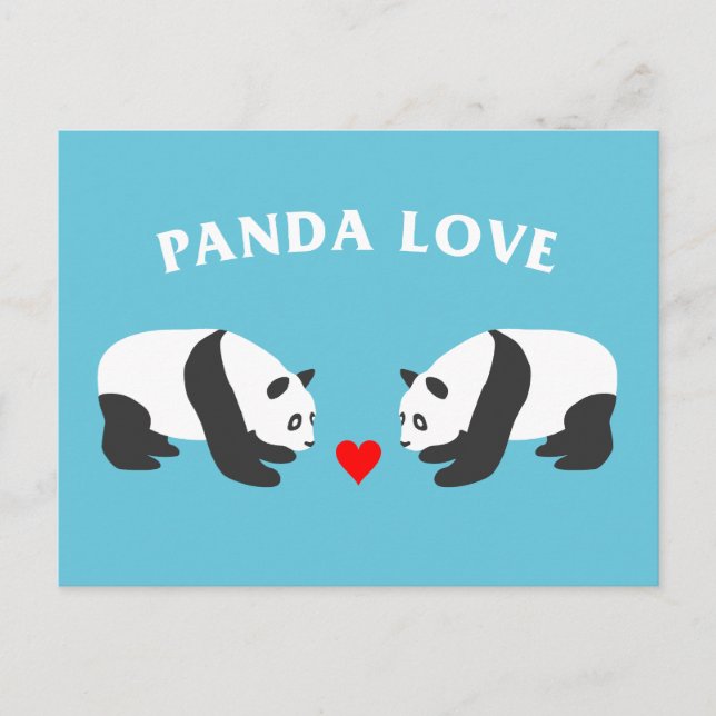 Carte Postale Panda Love (Bleu) (Devant)
