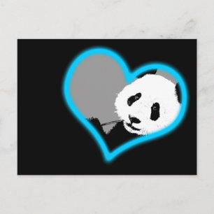 Carte Postale panda love. néon light.
