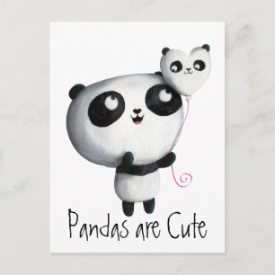 Carte Postale Panda mignonne avec ballon