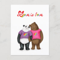 Panda mignonne et ours brun "l'amour est l'amour"
