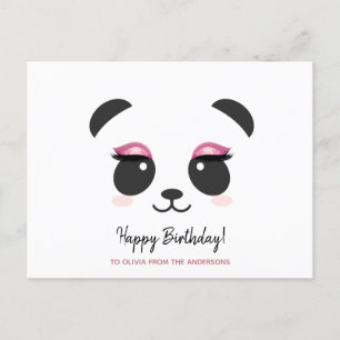 Carte Postale Panda mignonne lashes Joyeux anniversaire personna