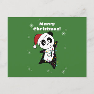 Carte Postale Panda Noël Neige Animaux d'hiver Pandas Postcar