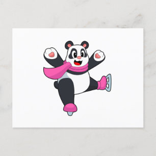 Carte Postale Panda Patinage sur glace Patins à glace