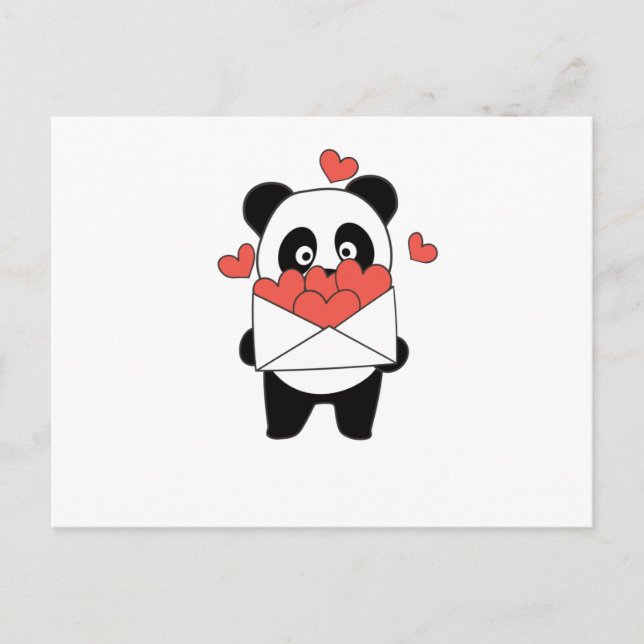 Carte Postale Panda pour la Saint-Valentin mignon Animaux avec C (Devant)