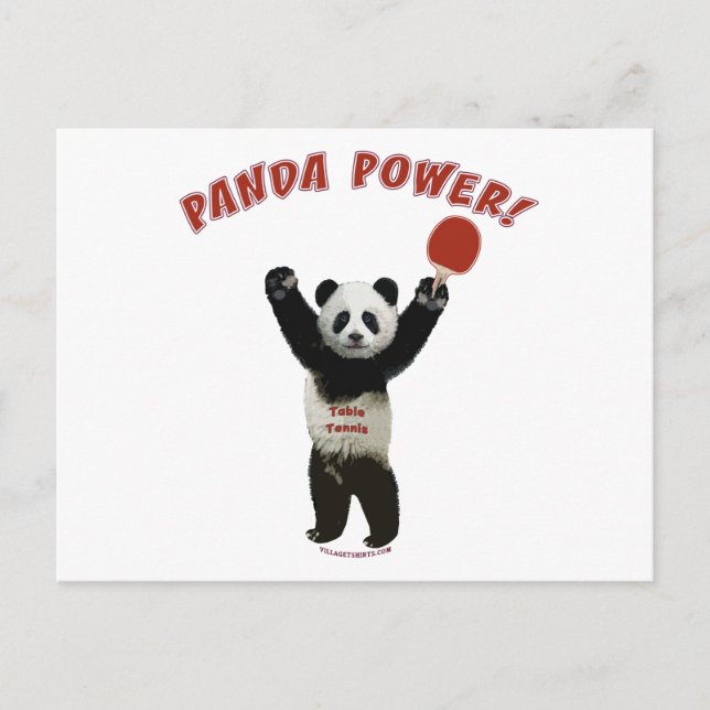 Carte Postale Panda Power Ping Pong (Devant)