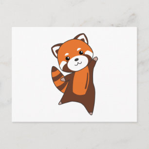 Carte Postale Panda Rouge Cute Animaux Pour Enfants Kawaii