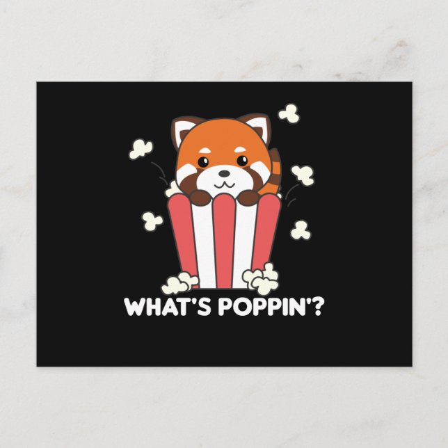 Carte Postale Panda Rouge Popcorn Whats Poppin Funny (Devant)