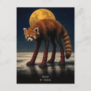 Carte Postale Panda roux chaussettes longues gothique Surréalist
