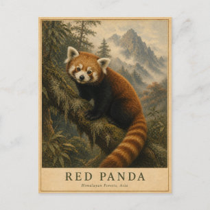 Carte Postale Panda roux forêt himalayenne VINTAGE