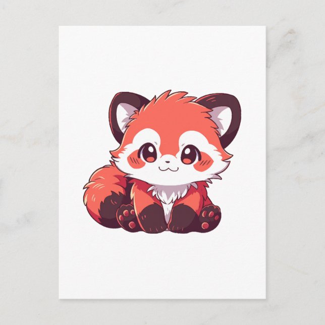 Carte Postale panda roux mignon (Devant)