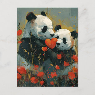 Carte Postale Panda Valentine