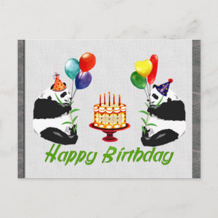 Carte Postale Pandas d'anniversaire