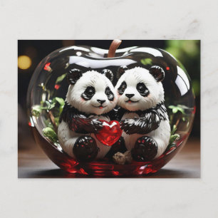 Carte Postale Pandas dans Cœur de Verre
