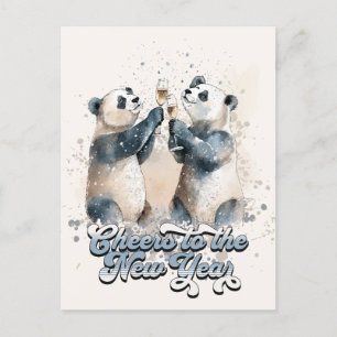 Carte Postale Pandas du Nouvel An