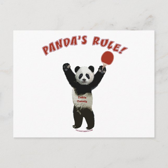 Carte Postale Panda's Rule Ping Pong (Devant)