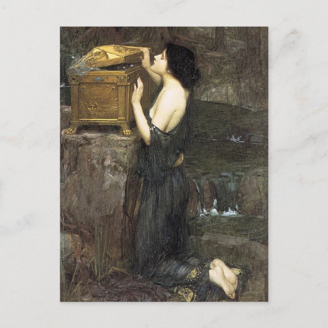 Carte Postale Pandora, par John William Waterhouse, 1896 (Devant)