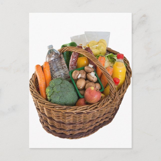 Carte Postale Panier avec aliments fruits et légumes (Devant)