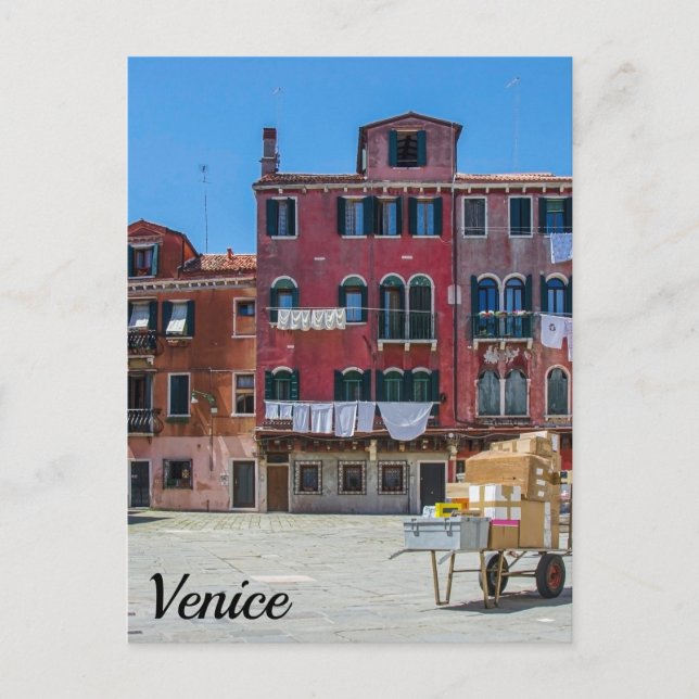 Carte Postale Panier avec boîtes à Venise (Devant)