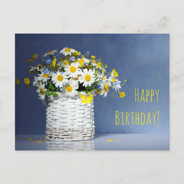 Carte Postale Panier avec fleurs de printemps (Devant)