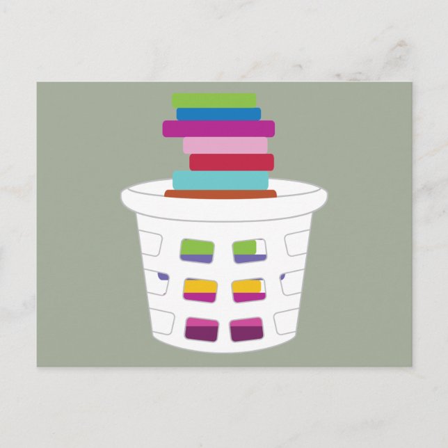 Carte Postale Panier de blanchisserie de vêtements (Devant)