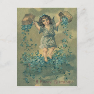 Carte Postale Panier de cerub Angel Oubliez-moi-non-