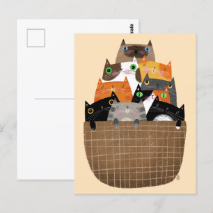 Carte Postale Panier de chatons