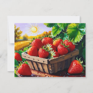 Carte Postale Panier de fraises d'été pour toutes occasions 