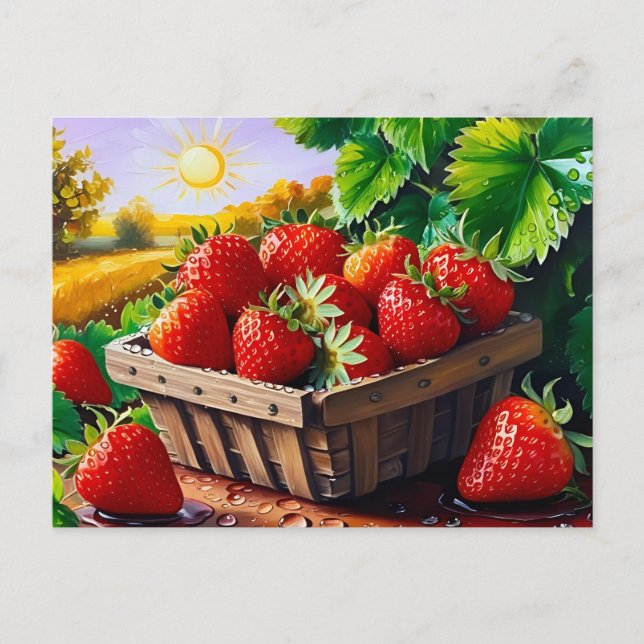 Carte Postale Panier de fraises d'été pour toutes occasions  (Devant)