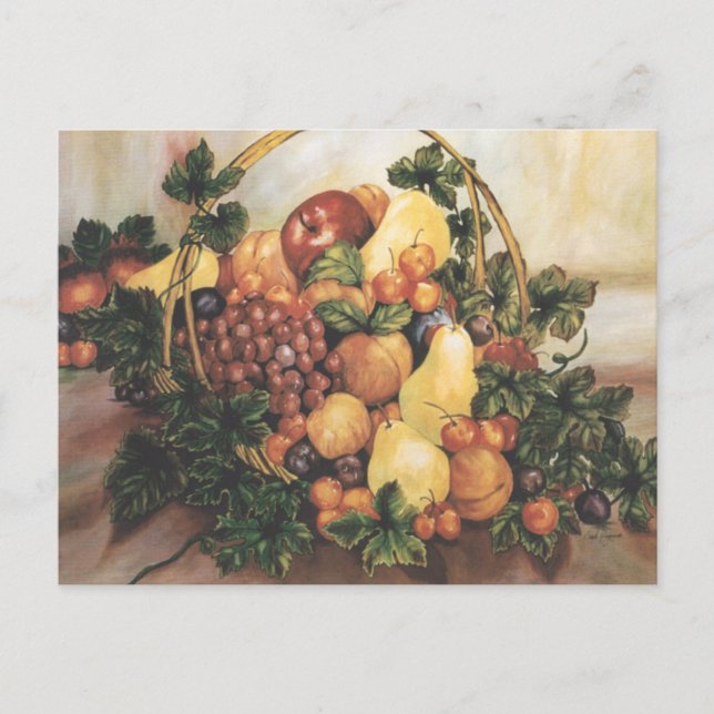 Carte Postale Panier de fruits Aquarelle Peinture (Devant)