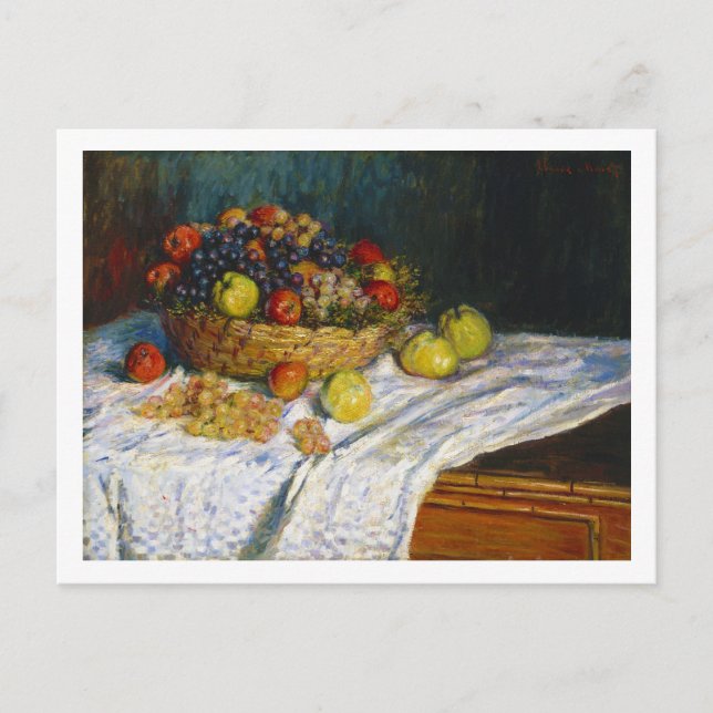 Carte Postale Panier de fruits avec pommes et raisins Claude Mon (Devant)