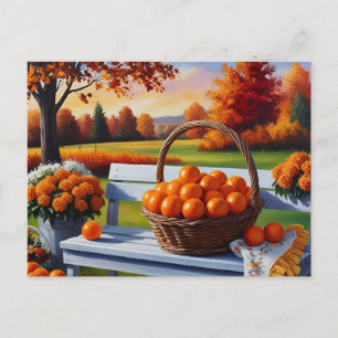 Carte Postale Panier de fruits d'agrumes de campagne d'automne