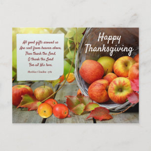 Carte Postale Panier de pomme coloré Thanksgiving