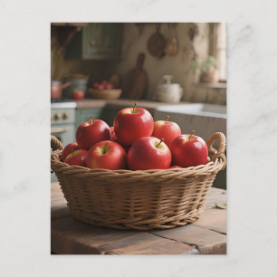 Carte Postale Panier de pommes rouges