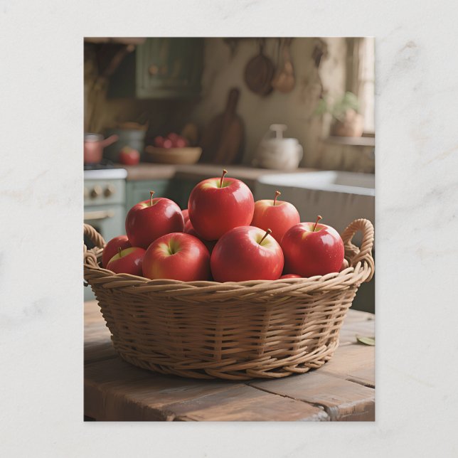 Carte Postale Panier de pommes rouges (Devant)