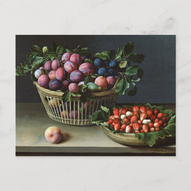 Carte Postale Panier de prunes et panier de fraises, 1632 (Devant)