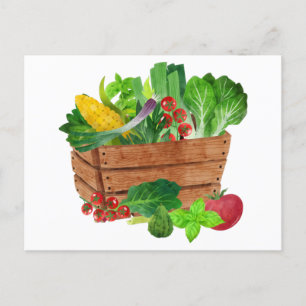 Carte Postale Panier de récolte de légumes de jardin