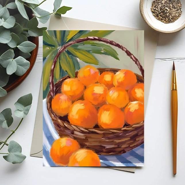 Carte Postale Panier d'oranges Fruit Citron Peinture (Créateur téléchargé)