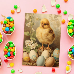 Carte Postale Panier vintage de poussette de Pâques