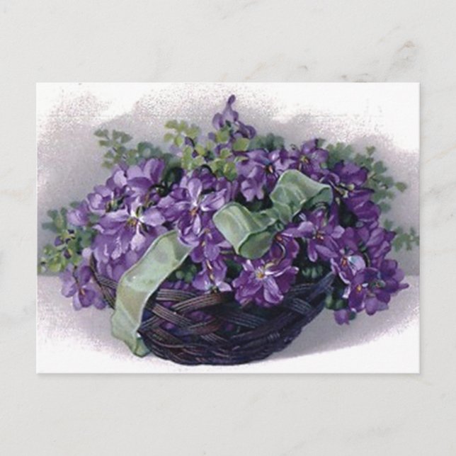 Carte Postale Panier Violets vintages (Devant)
