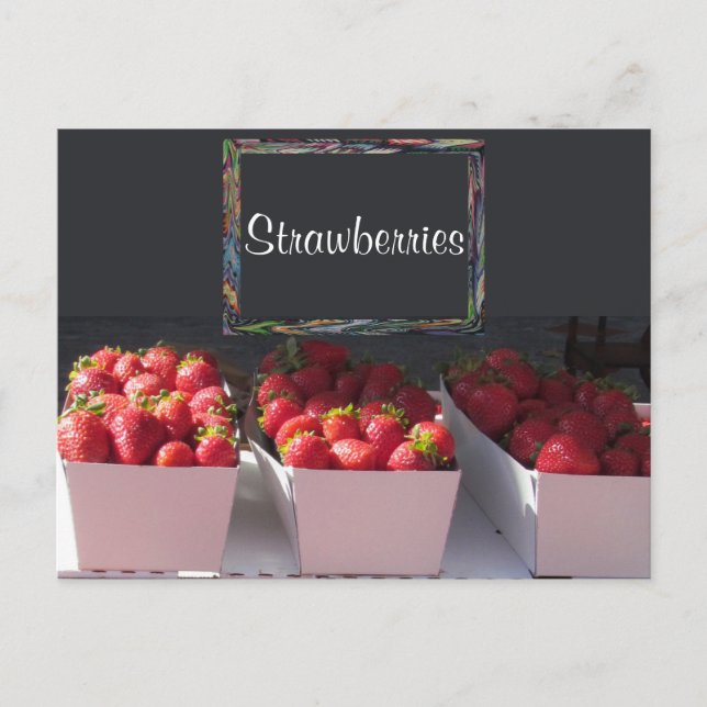 Carte postale - Paniers fraises avec panneau (Devant)