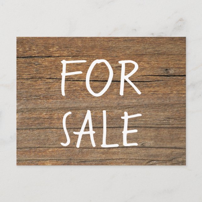 Carte Postale Panneau à vendre manuscrit sur planches en bois (Devant)