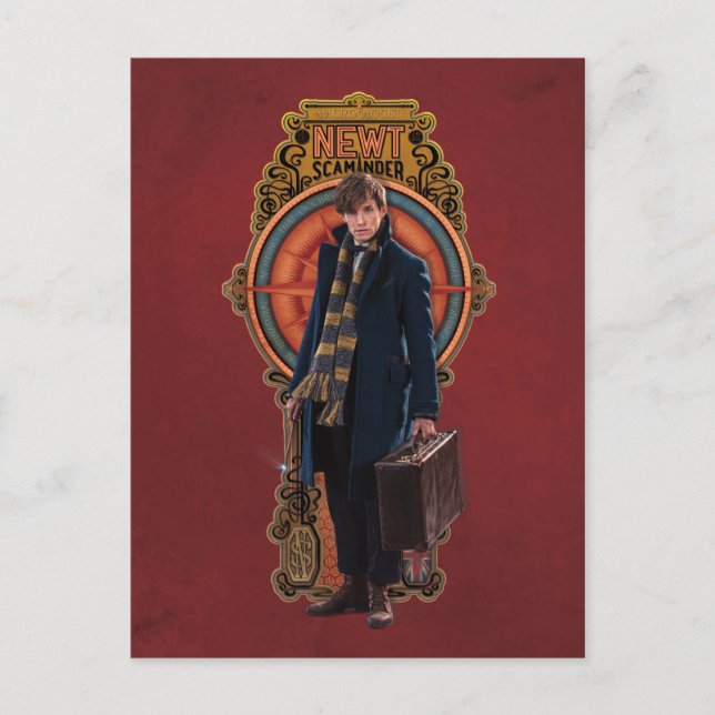 Carte Postale Panneau Art nouveau permanent NEWT SCAMANDER™ (Devant)