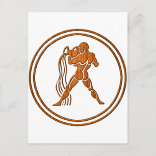 Carte Postale Panneau astrologie du porteur d'eau Zodiac Wood Aq