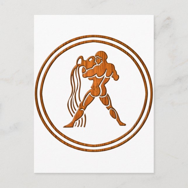 Carte Postale Panneau astrologie du porteur d'eau Zodiac Wood Aq (Devant)