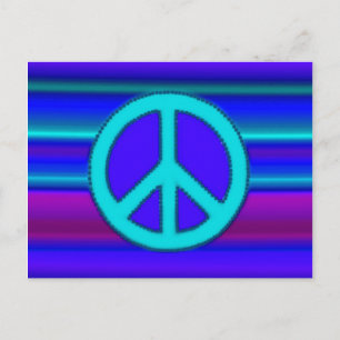 Carte Postale Panneau Bleu Fractal & Peace Art