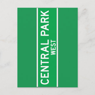 Carte Postale Panneau Central Park West, New York Street