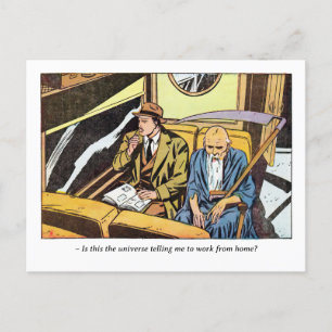 Carte Postale Panneau Comique Horreur vintage Avec Le Reaper