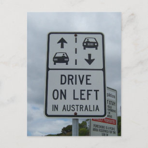Carte Postale Panneau Conduire à gauche en Australie